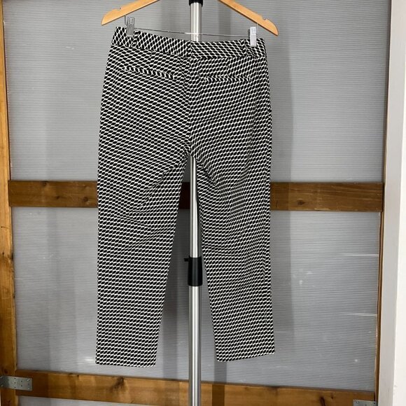 Banana Republic Hampton Black White Geometric Print Crop Ankle Trouser Pant Sz 4 - Picture 9 of 14